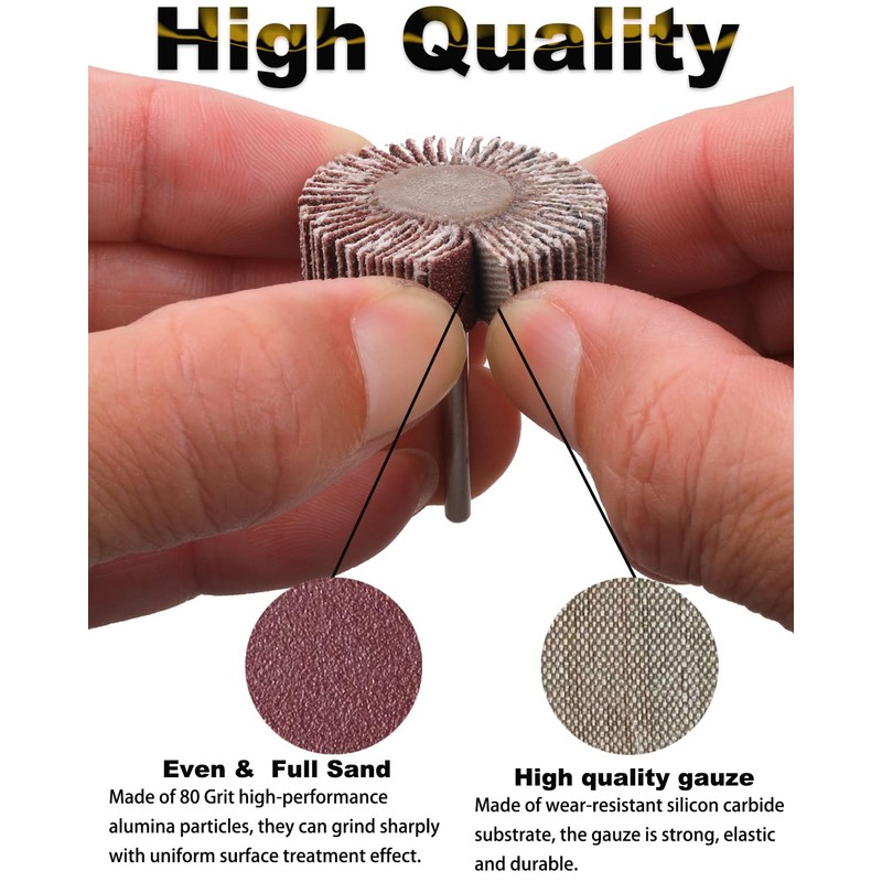 Rocaris 10 Pack Flap Wheel, 120 Grit for Rotary Tools，1/8