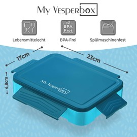 My Vesperbox – Lite - Bento Box Kinder - Lunchbox - extrem robust – Brotdose – Brotbox ideal für Kindergarten und Schule (Blau)