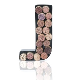 Made Easy Kit Wine Cork Holder Decorative Metal Monogram Letter for Wine Corks - Easy Mount kit Included (Letter J, 18 CM x 4 CM x 5 CM)