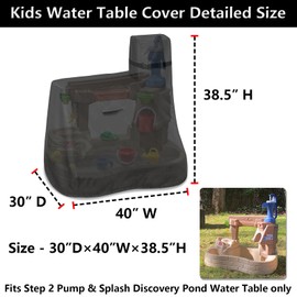 GoldenRaindrop Kids Water Table Cover for Step2 Pump & Splash Discovery Pond Water Table, Outdoor UV, Fade-Resistant, Wind and Dust Protection Toddlers Water Sensory Activity Pool Cover(Black)