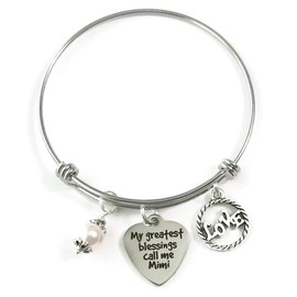 Gift for MIMI, Mimi Bangle Bracelet, My Greatest Blessings Call Me Mimi Bracelet Gift, Christmas Gift for Mimi, Mimi Birthday From Grandkids