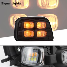 GEEGEETOP Switchback White/Amber LED Front Fog Daytime Running Lamp Flash LED Turn Signal Feature Accessories Compatible with Toyota 4Runner 2006 2007 2008 2009 SR5 Limited Replace Fog light OEM Frame