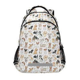 ALAZA Doodle Dog Pug Corgi Golden Retriever Husky Labrador Dachshund Backpacks Travel Laptop Daypack School Book Bag for Men Women Teens Kids one-size