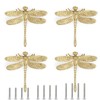 BSTKEY 4pcs Brass Gold Dragonfly Drawer Knobs Furniture Knobs with