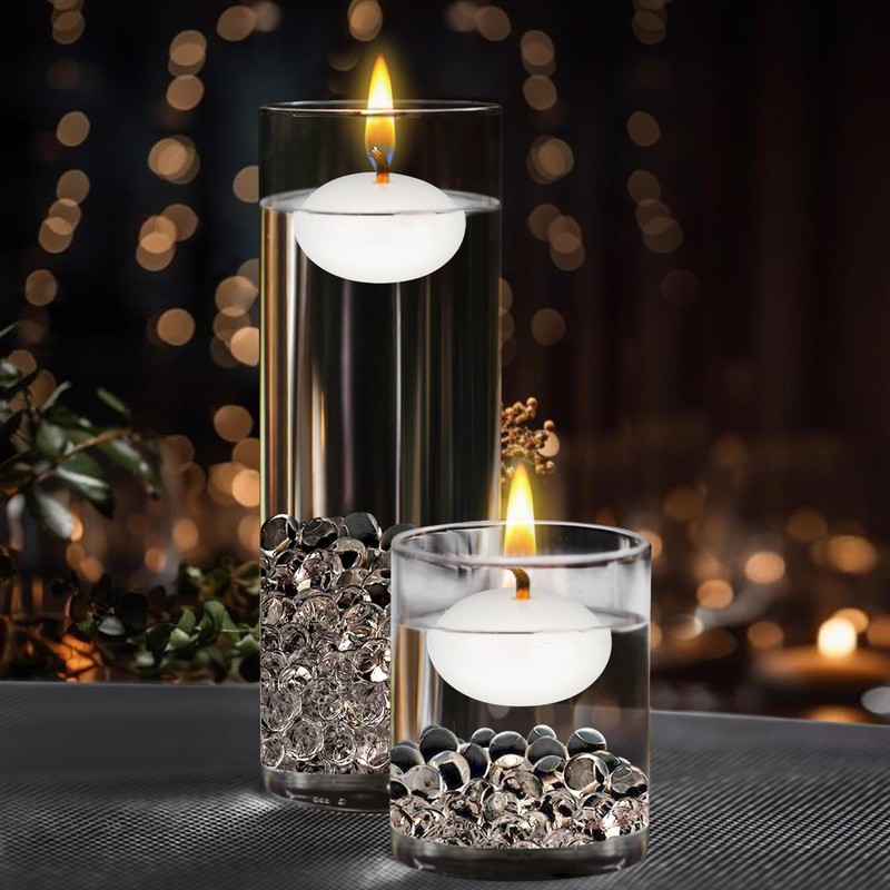 Mega Candles 24 pcs Unscented White Floating Candles, Hand Poured