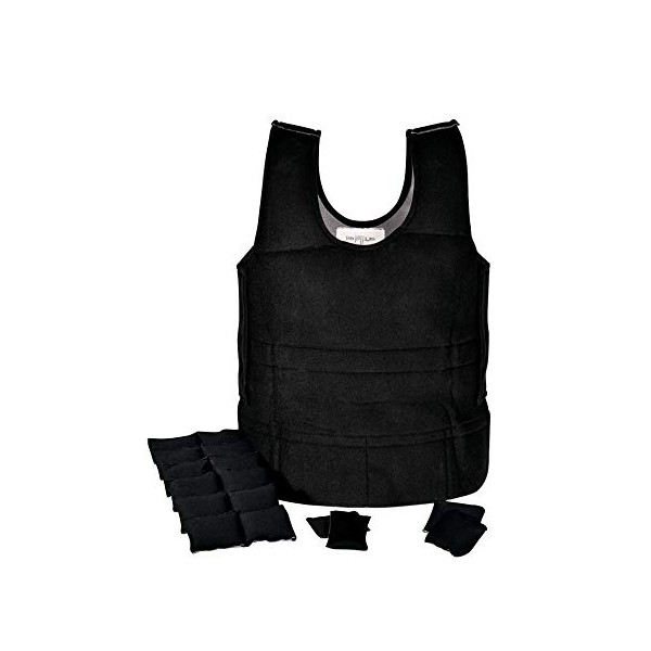 Abilitations Weighted 6 Pound Vest, 39 x 19 to 24 Inches, Black, Large - 1387587