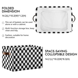 Emelivor Checkerboard Plaid Storage Basket Bins Foldable Decorative Storage Box Laundry Hamper Baskte Storage for Pet Books Clothes Makeup Closet Office,1 pcs