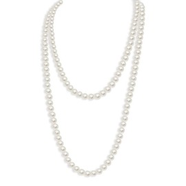 Jeyfull Long Pearl Necklace 33.5"/85cm - Fake Pearl Necklace Ivory White Pearl Choker Necklaces Small Pearl Beads Multi Strand Layered Pearl Necklaces for Women Bridal Wedding Party Costume Jewelry