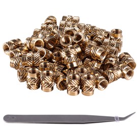 GIVIHGETI M2 Threaded Inserts Set, Press-in Nuts Brass Threaded Bushing, M2 x 4 x 3.5 mm Melt Thread Knurled Nut, Threaded Sleeve for Plastic Parts and 3D Printer Parts