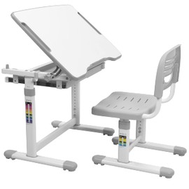 VIVO Gray Height Adjustable Childrens Desk and Chair Set | Kids Interactive Workstation