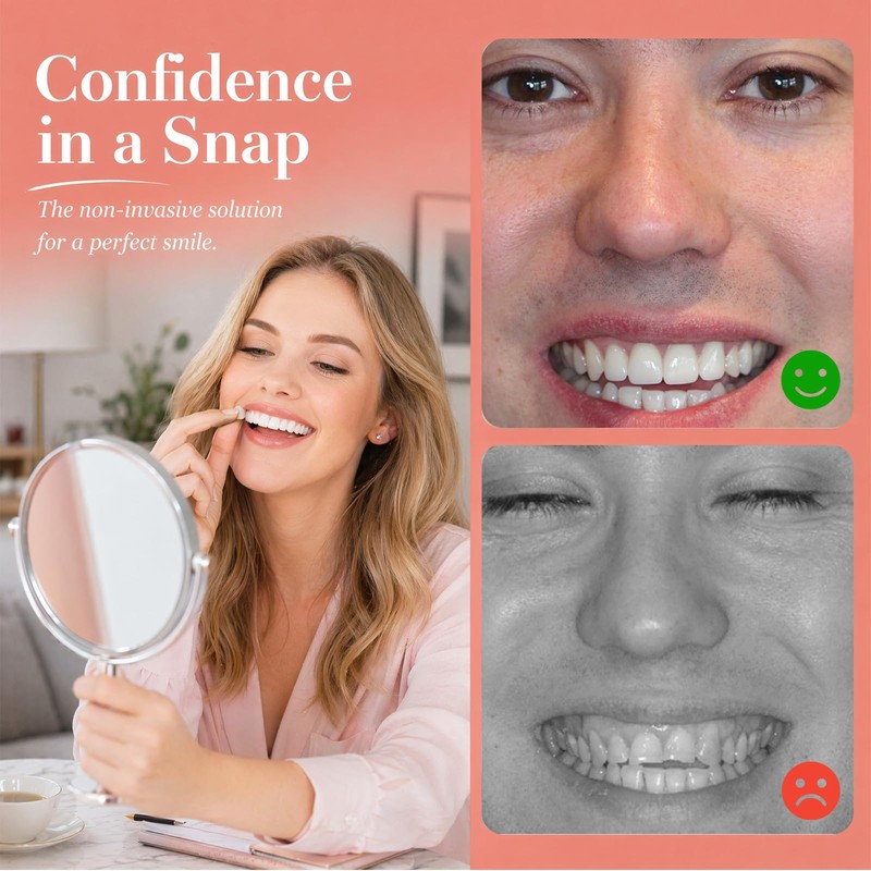 SPOKKI 4 Pairs False Teeth, White Dentures Comfortable Fake Teeth