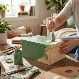 Creative Deco Wooden Box with Lid, 30 x 20 x 14 cm, Easter Memory Box