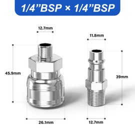 ERGAOBOY 1 Set Pneumatic Air Coupler and Plug Kit Couplings Connector, 1/4" BSP Male Thread Adapter 3 in 1 High Flow Industrial Fittings