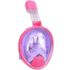 Wsobue Snorkel Mask for Kids,Full Face Diving Mask Anti-Fog, Anti-Leak Dry Top Snorkel Set for Children Aged 5-14 (Pink+Purple XS)