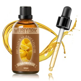 wusiyork Lemon Essential Oil 100ML - 100% Pure and Natural Therapeutic Grade Oils for Aromatherapy Diffuser - 3.4 Fl Oz/Lemon