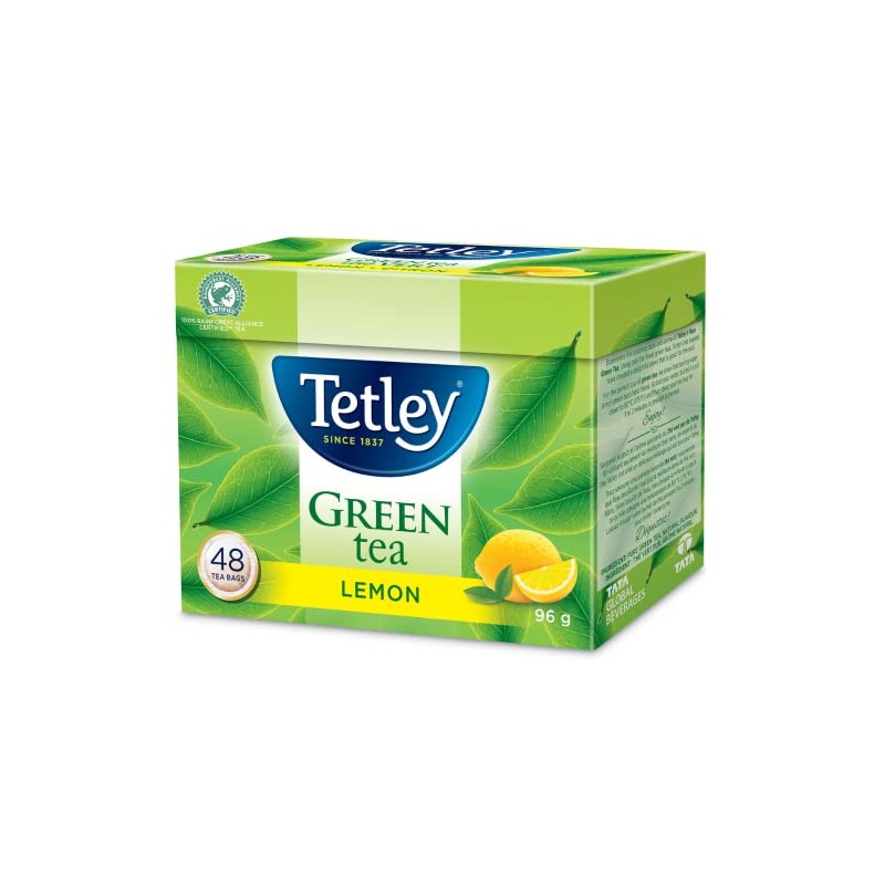 Tetley Green Tea Lemon - 48 Tea Bags, 96 Grams,