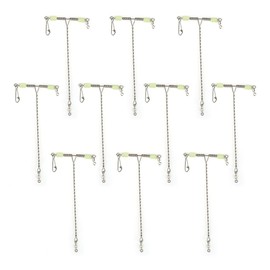 10Pcs T-Shape Swivels Snaps, Stainless Steel 3 Way Rolling Swivel Balance Cross line Fishing Swivels with Luminous Beads Fishing Tools and Accessories Fishing Tools and Accessories