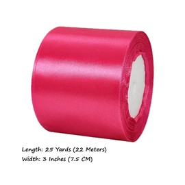 Rose Red Satin Ribbon 3 Inch x 25 Yards, Solid Color Fabric Silk Ribbon for Gift Wrapping, Hair Bows, DIY Crafts, Wreaths, Floral Bouquets, Chair Sash, Christmas, Baby Shower, Wedding Party