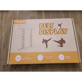 Tilhumt 8 Belt Karate Belt Display Rack with Medal Hanger and Stickers,...