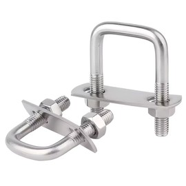 SYDARSYN M8 Square U-Bolt 60 mm Inner Width 60 mm Height Stainless Steel Square Shackle Bolts with Nuts and Frame Plate (Pack of 2)