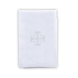 Trinity Church Supply Jerusalem Cross Purificator 100% Cotton Christian Embroidered Catholic Church Communion Supplies, 12 Inch x 18 Inch, Pack of 4