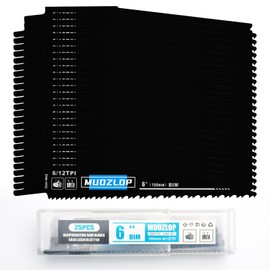 MUOZLOP 25 Pack 6 Inch Reciprocating Saw Blades Set, 6/12 TPI Saw Blades for Reciprocating Saw, for Wood/Metal Reciprocating Saw Blades (25, 6/12TPI 150 mm)