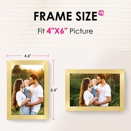 FIXSMITH 4x6 Picture Frame Set of 2, Gold Picture Frames Collage for Tabletop or Wall Display, Photo Frame 4x6 with HD Plexiglass
