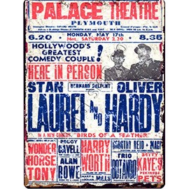 small LAUREL & HARDY CLASSIC THEATRE METAL WALL SIGN RETRO VINTAGE STYLE 15x20cm coffee shop kitchen bar pub wall art office games room home cinema cafe fast food