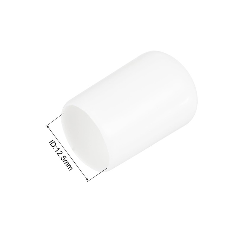 sourcing map 50pcs Round Rubber End Caps 1/2"(12.5mm) White Vinyl