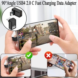 QIANRENON 90° Winkel USB4 2.0 C Schnellladung Daten Adapter 80Gbps USB Typ C Stecker auf Buchse Volle Funktion Rechtwinkliger Anschluss PD240W 8K Al Gehäuse, für Phone Tablet, Positive Biegung, 2Pcs