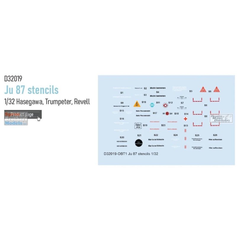 Eduard EDUD32019 1:32 Eduard Decals - Ju87 Stuka Stencils