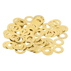 sourcing map 110 Pack Brass Flat Washer, M6 Copper Washers Crush Washer Kit Assortment, 6mm ID, 12mm OD, 0.5mm Thick for Bolts Screws Machinery Repair, Outdoor Construction