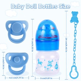 BABESIDE Baby Doll Bottles with Disappearing Milk and Juice Magic Bottles, Magnetic Pacifiers and Pacifier Clips Chain for Reborn Baby Dolls Girls & Boys, 8 Pcs Baby Doll Accessories Set