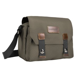 Mantona Kameratasche Milano piccolo (modische Universaltasche für Digital-Spiegelreflex-Kameras und Systemkameras plus Zubehör, Vintage, graues Interieur) braun