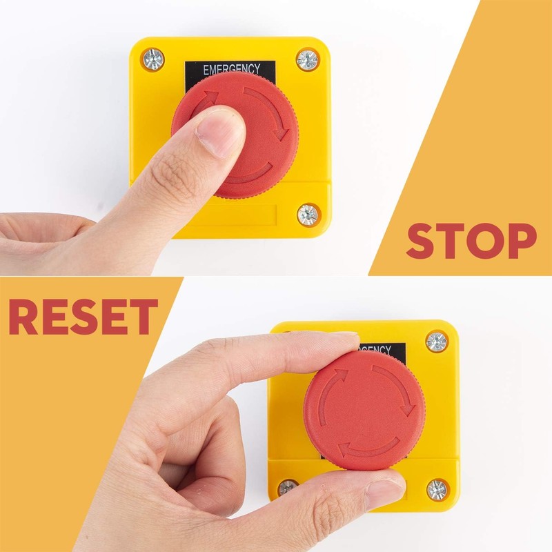 Red Sign Emergency Stop Switch, 660V 10A Weatherproof Emergency Stop