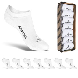 ADRENA No Show Socks, No See Socks, Low Cut Socks, No Slip Socks, Ankle Sock, Cotton Socks 7 Pair Pack White Xlarge