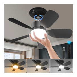 aupuslite 20" Socket Fan Light with Remote, 30W Socket Ceiling Fan 2000 Lumens, 3 Colors Light 3000-6000K 6 Speed Wind Setting Light Bulb Fan for Bedroom, Living Room, Kitchen, Laundry Room, Garage
