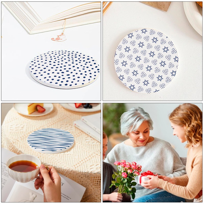 Ocves Coasters 6 Pack Absorbent Ceramic Drink Coasters with Holder,