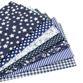 7pcs Dark Blue 19.7" x 19.7" 100% Cotton Fabric for DIY Sewing Patchwork quilting squares bundles