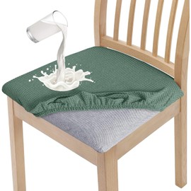 Granbest Stylish Waterproof Dining Chair Seat Covers Set of 6, High Stretch Dining Chair Seat Cushion Slipcovers Washable Seat Protector for Banquet, Kitchen, Party, Hotel (Matcha Green, Set of 6)