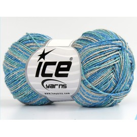 Lot of 8 Skeins Ice Yarns Summer Rose Glitz Yarn Green Turquoise Light Camel