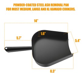 Ash Removal Pan and Ash Tool Poker for Big Green Egg, Kamado Joe, Pit Boss, Louisiana, Grill Dome, Vision Grills, Char-Griller Kamado/Ceramic Grill, w/Universal Cast Iron Cooking Grate Lifter