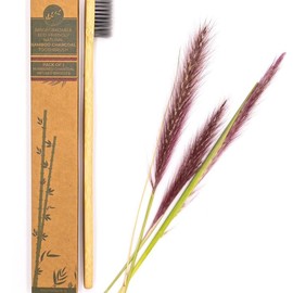 Bamboo Toothbrushes (Pack of 10) with Soft Charoal Bristle and Toothpaste Included - Eco-Friendly and Sustainable Oral Care - Clear Cleanser Comfort toothbrush