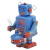 Clockwork Drumming Robot Toy Tinplate Retro Hand Made Drum Wind