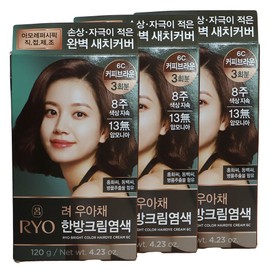Ryeo Uachae Stylish Gray Hair Cream Hair Dye 6C Coffee Brown x3 / 려 우아채 멋내기 새치크림 염색약 6C 커피브라운 x3개