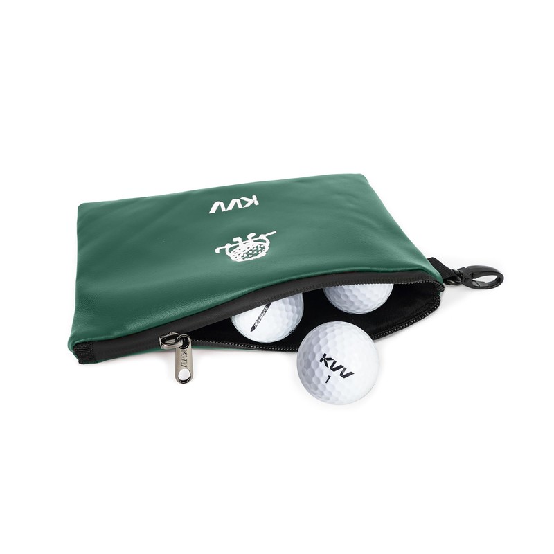 KVV Premium Waterproof Golf Pouch - PU Leather Accessory Bag