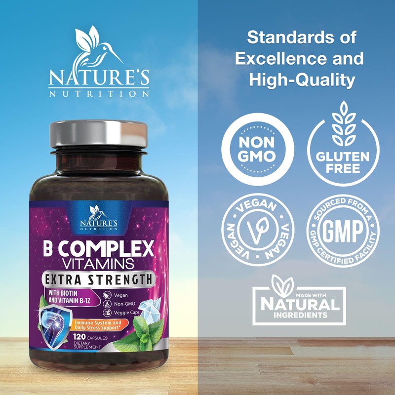 B Complex Vitamins Capsules - Super Complete B-Complex with Vitamin