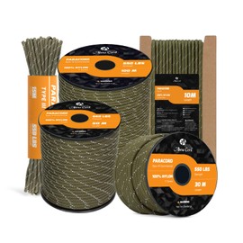 Abma Cord Paracord 550 4 mm 10 m 100% Nylon Rope Type III Cord with 7 Core for Crafts, Camping, Survival, Outdoor - Max. 250 kg (550 lbs) - Reflective Army Green