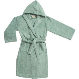 Superior Cotton Kids Terry Robe, Soft And Absorbent Robes For Boys And Girls, Bathroom Accessories, Long, Plush, Fluffy Bathrobes For Bath, Shower, Spa, Resort, Hotel Quality, Small/Medium, Sage