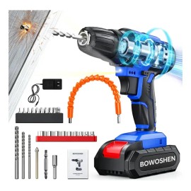 Taladro Inalámbrico BOWOSHEN Multifunción 25+1, Destornillador Inalámbrico 2 Velocidades Con Luz LED Para Taladrar, Atornillar, Pulir y Limpiar, Hogar y Taller Profesional